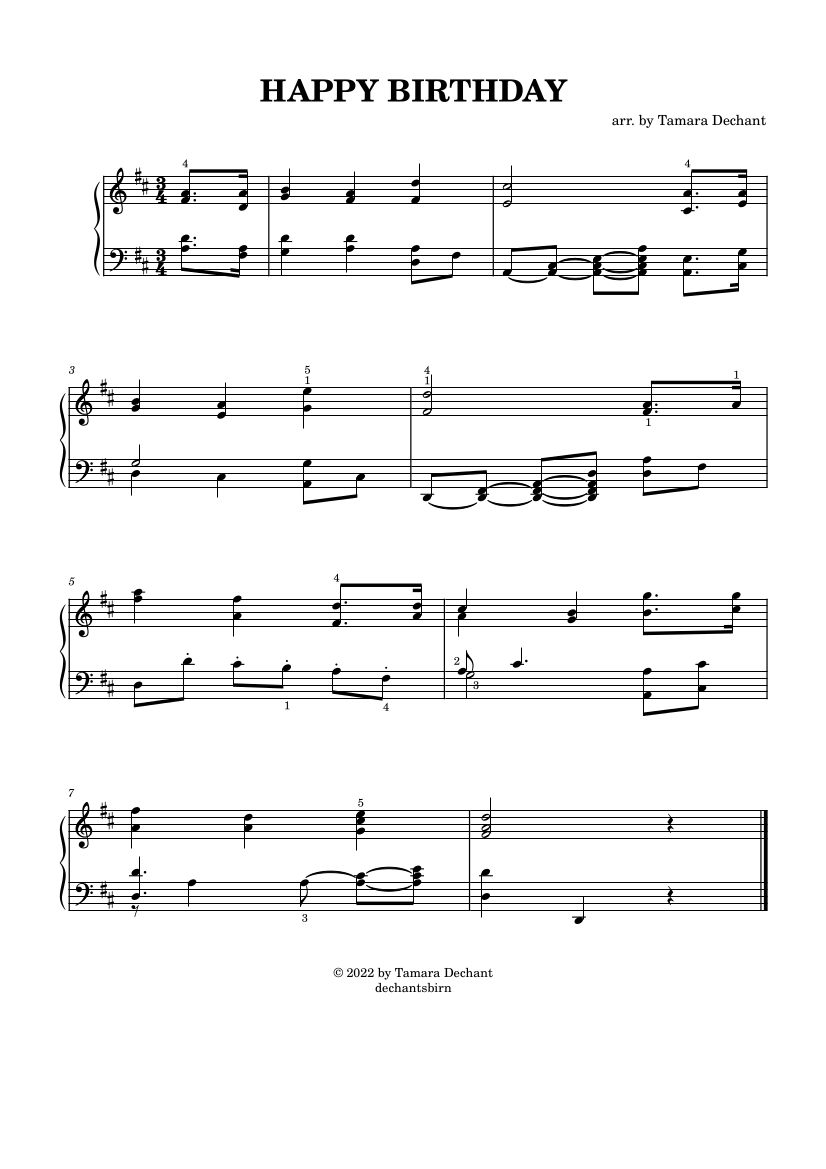 Happy Birthday - Piano Intermediate Music Sheet (free PDF!)